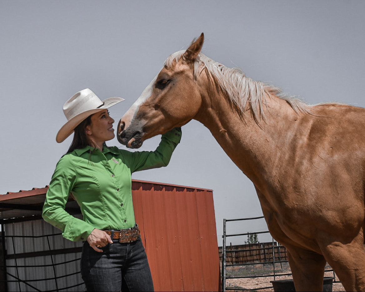 Spring Green shirt with it and stretch