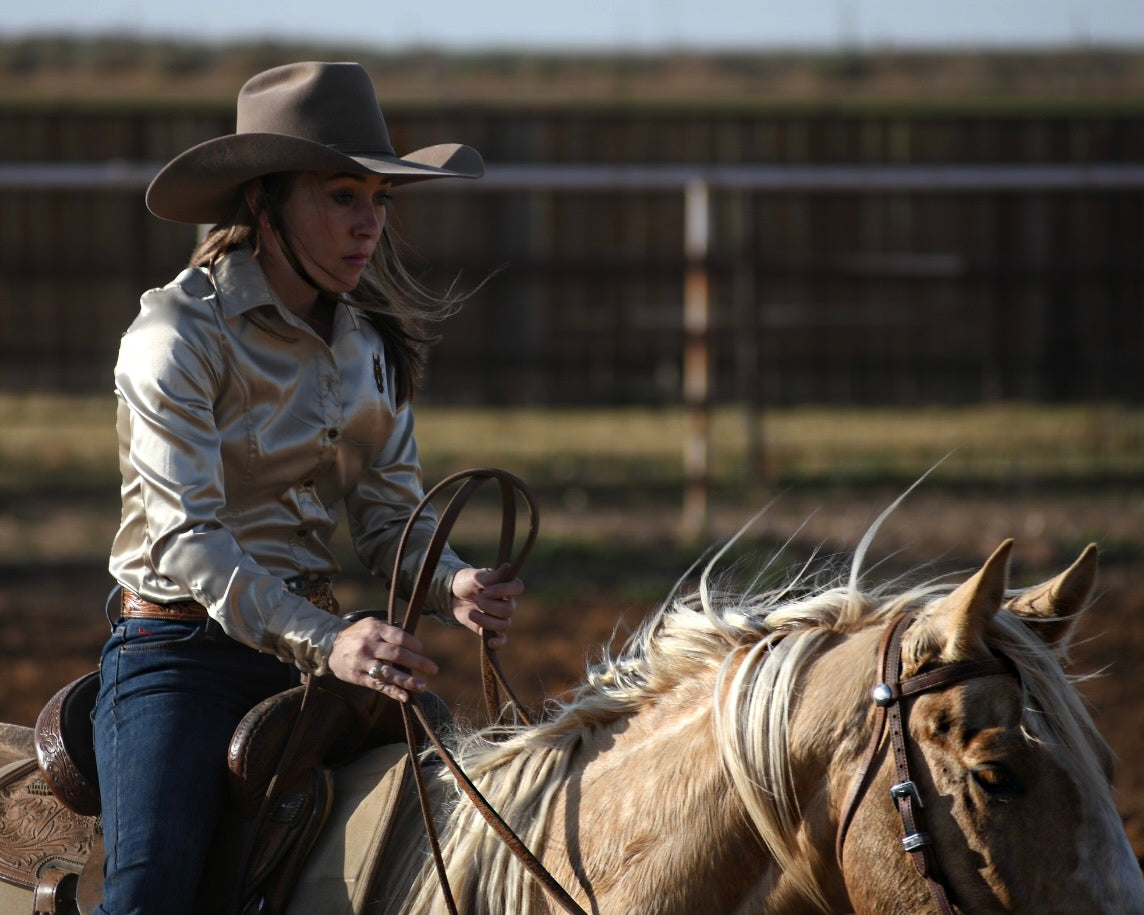 Champagne Satin Button Up Shirt