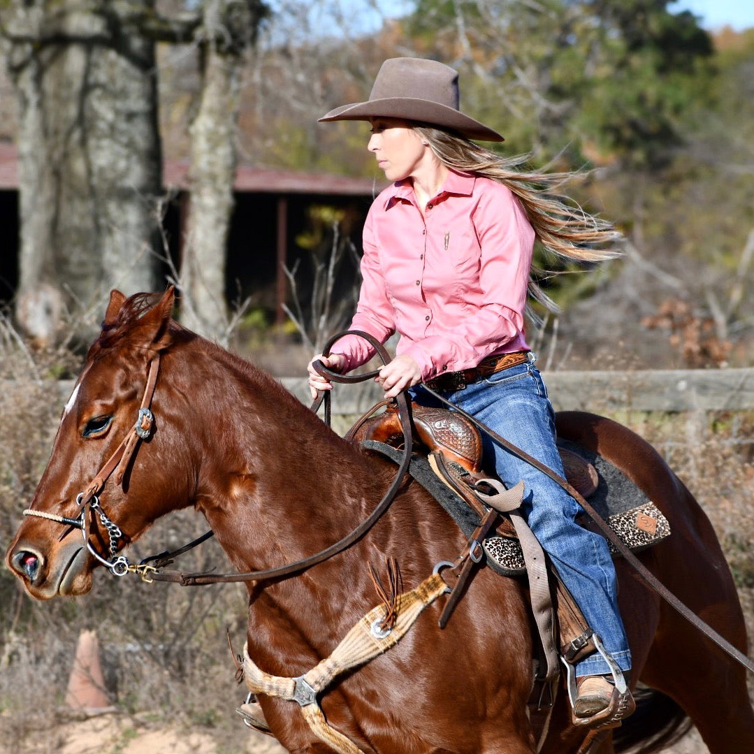 Apricot Pink Women's Button Up Shirt