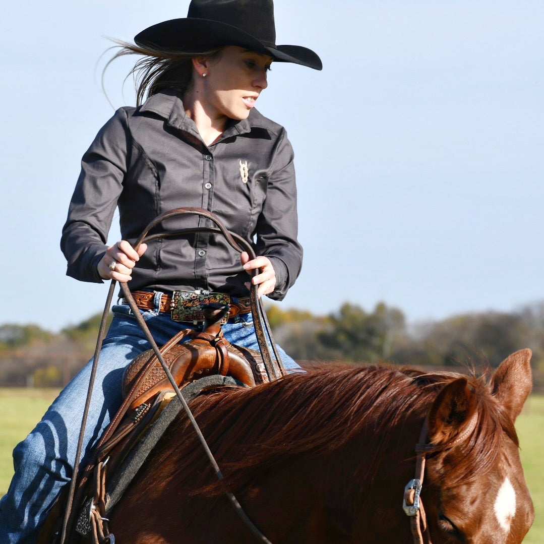 Volcanic Gray Women's Button Up Shirt