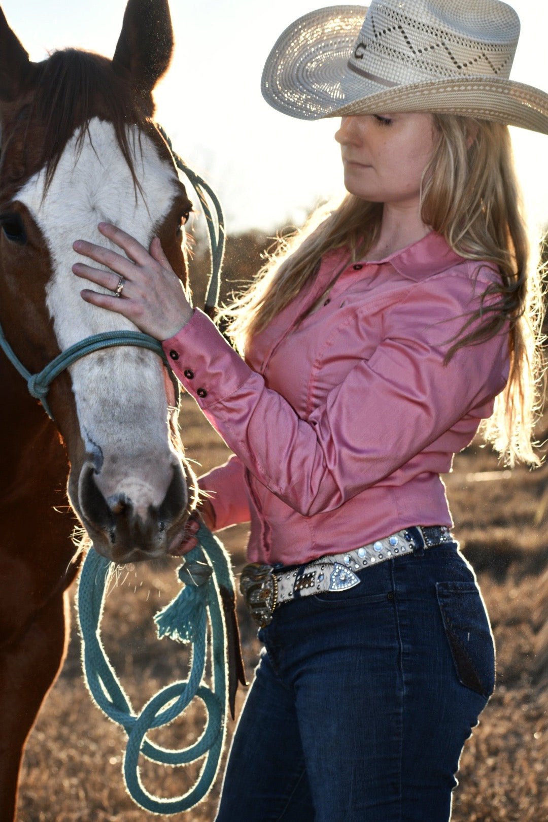 Apricot Pink Women's Button Up Shirt