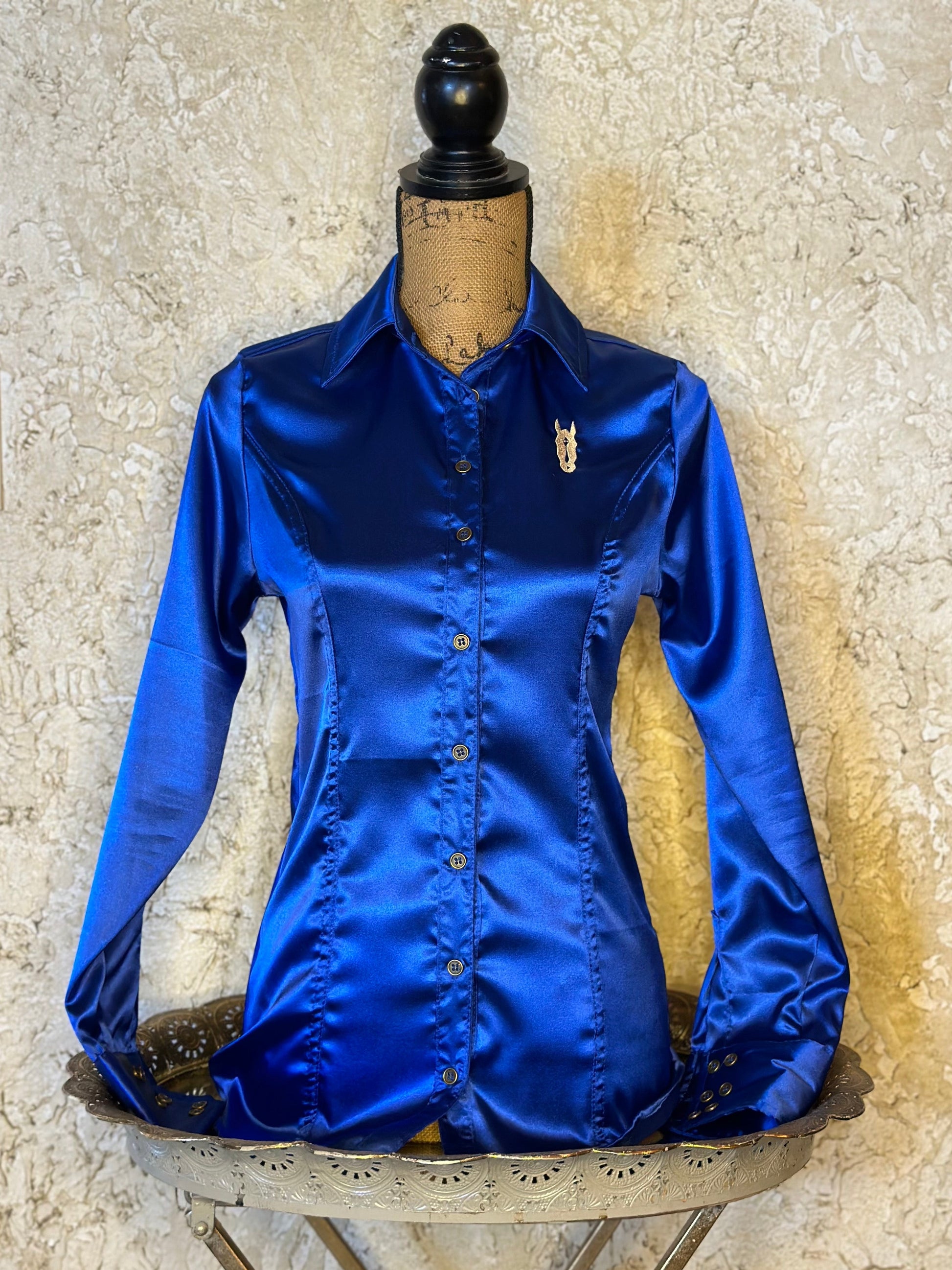 Sapphire Satin Button Up
