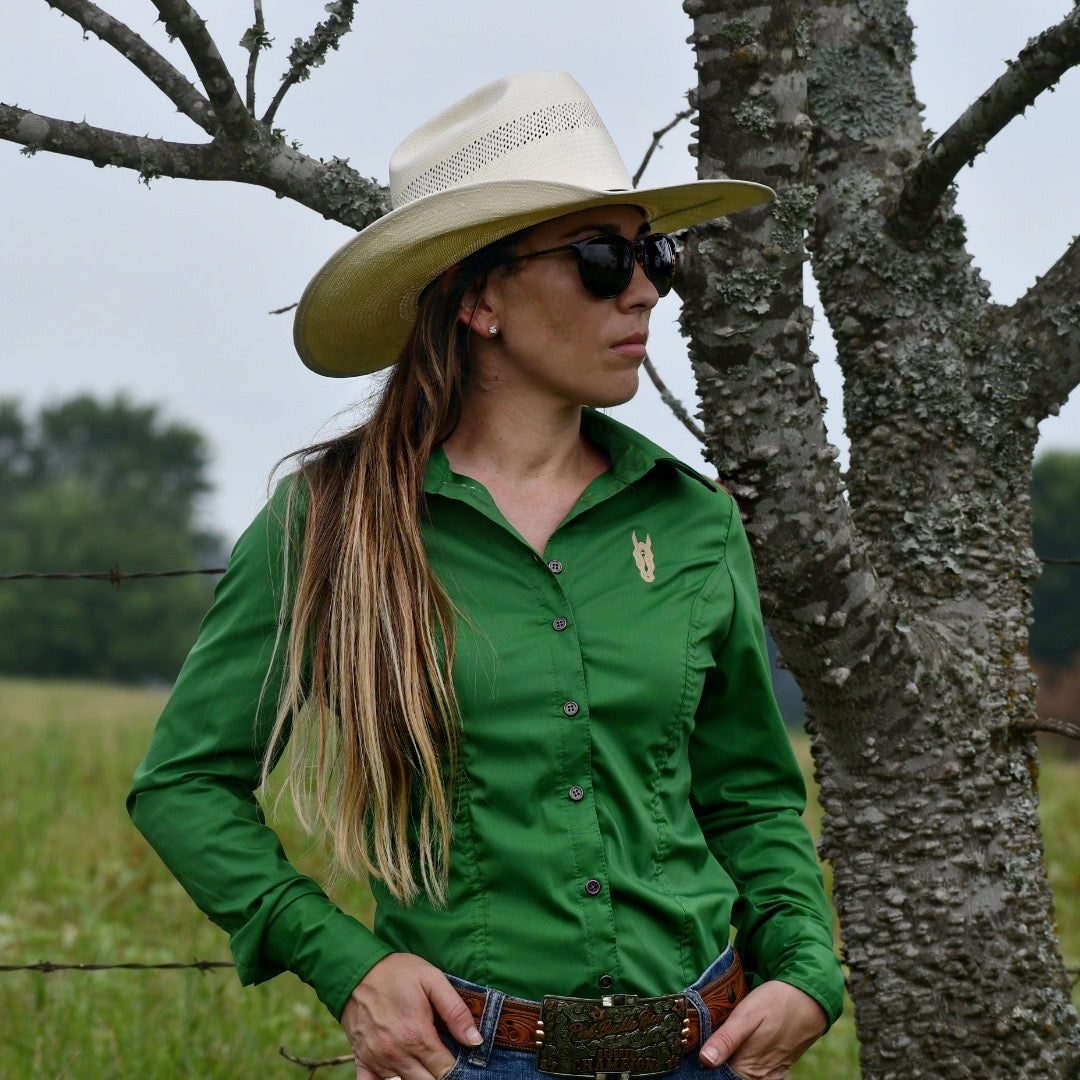 Kelly Green Women's Button Up Shirt