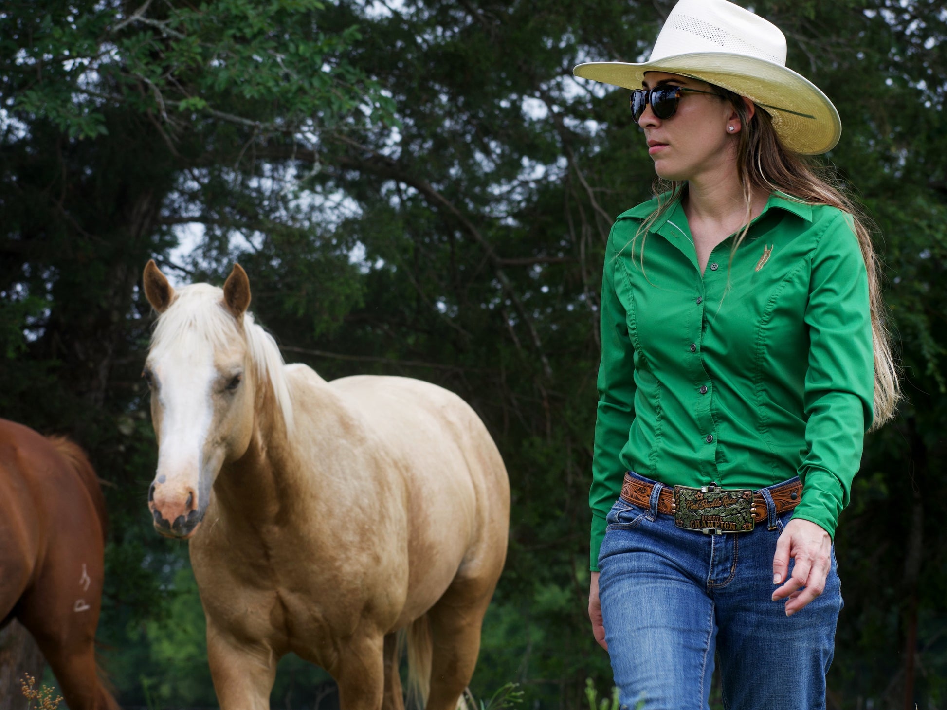 Kelly Green Women's Button Up Shirt