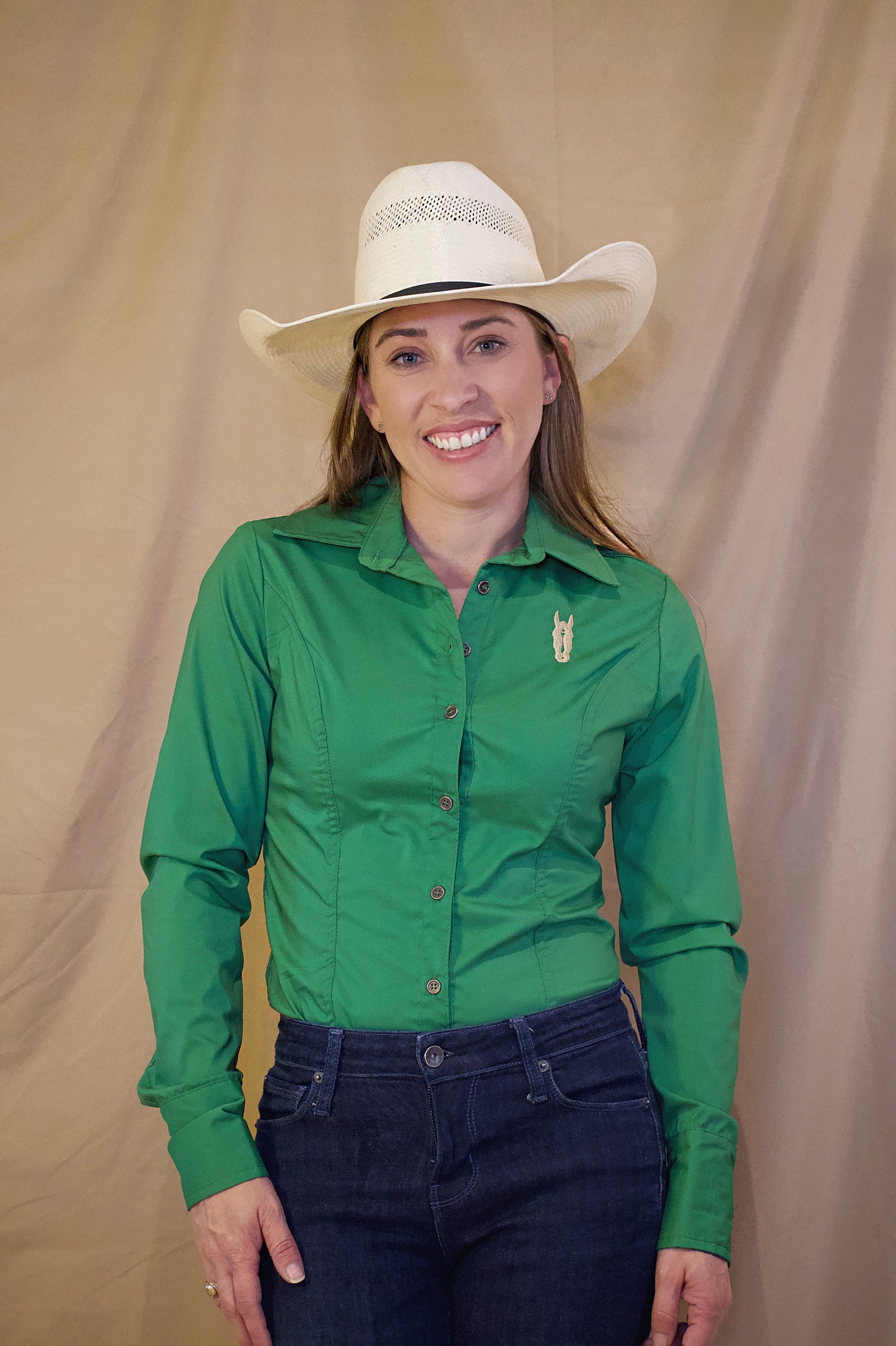Kelly Green Women's Button Up Shirt
