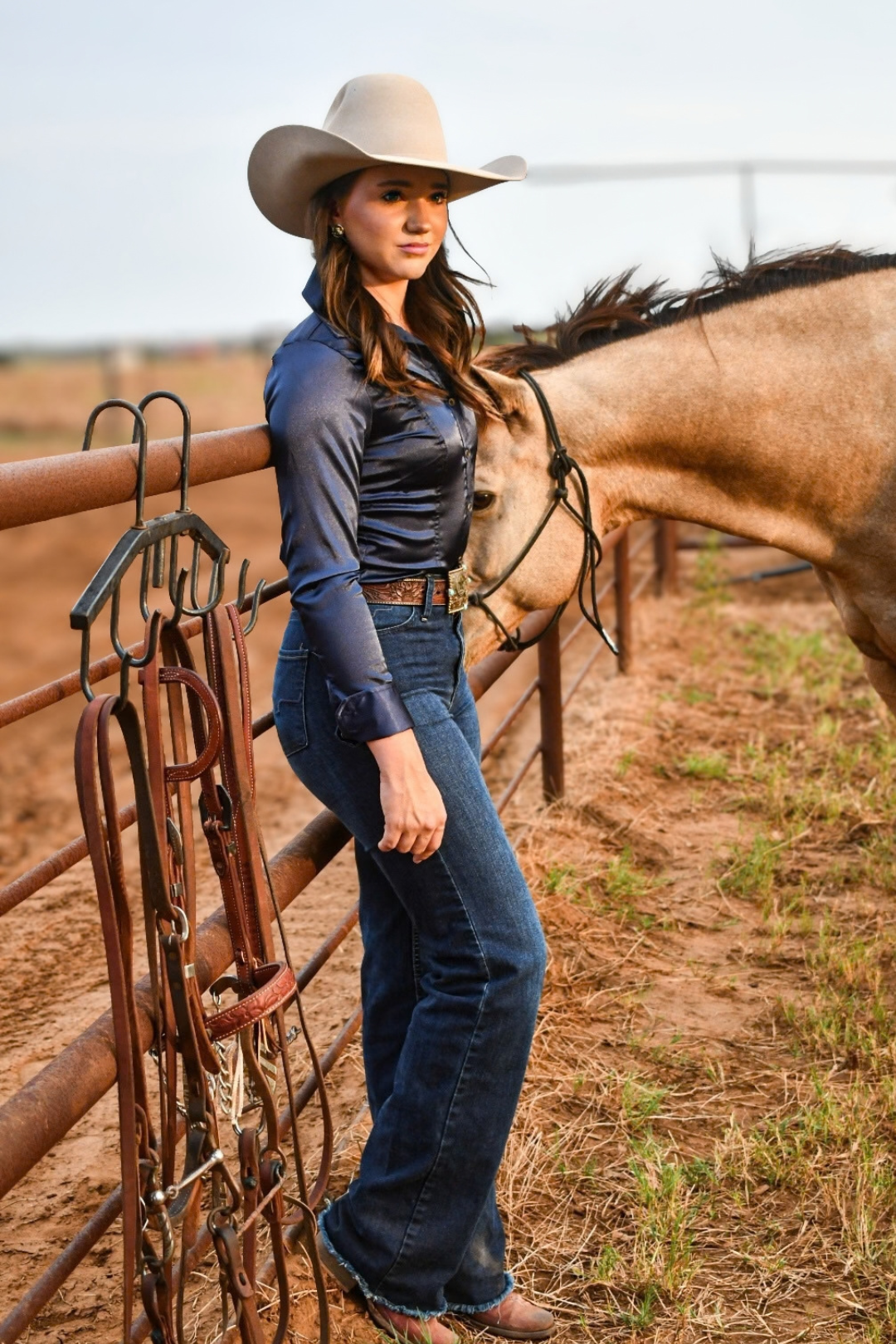 navy blue satin rodeo shirt