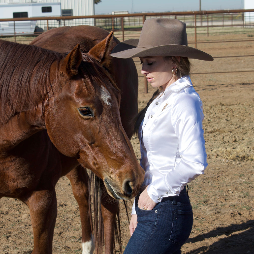 Pearl Satin Button Up