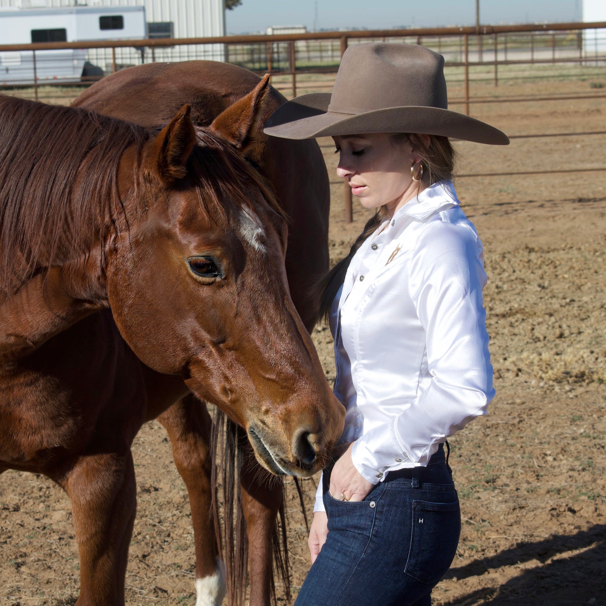 Pearl Satin Button Up