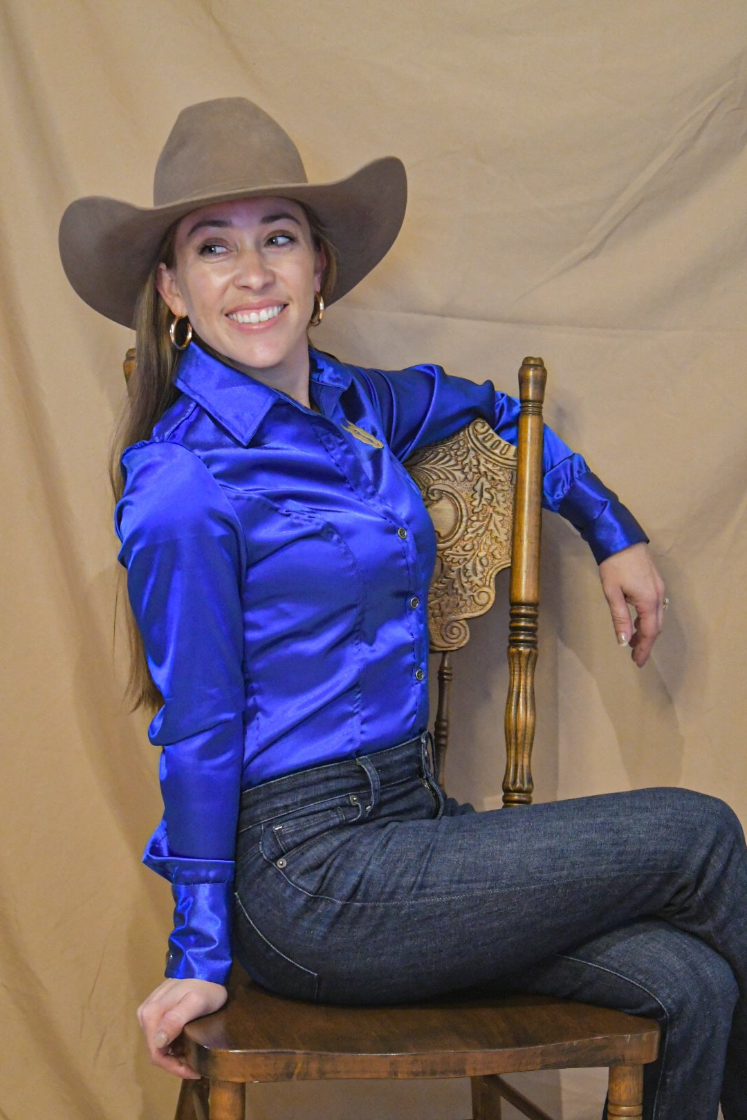 Sapphire Satin Button Up