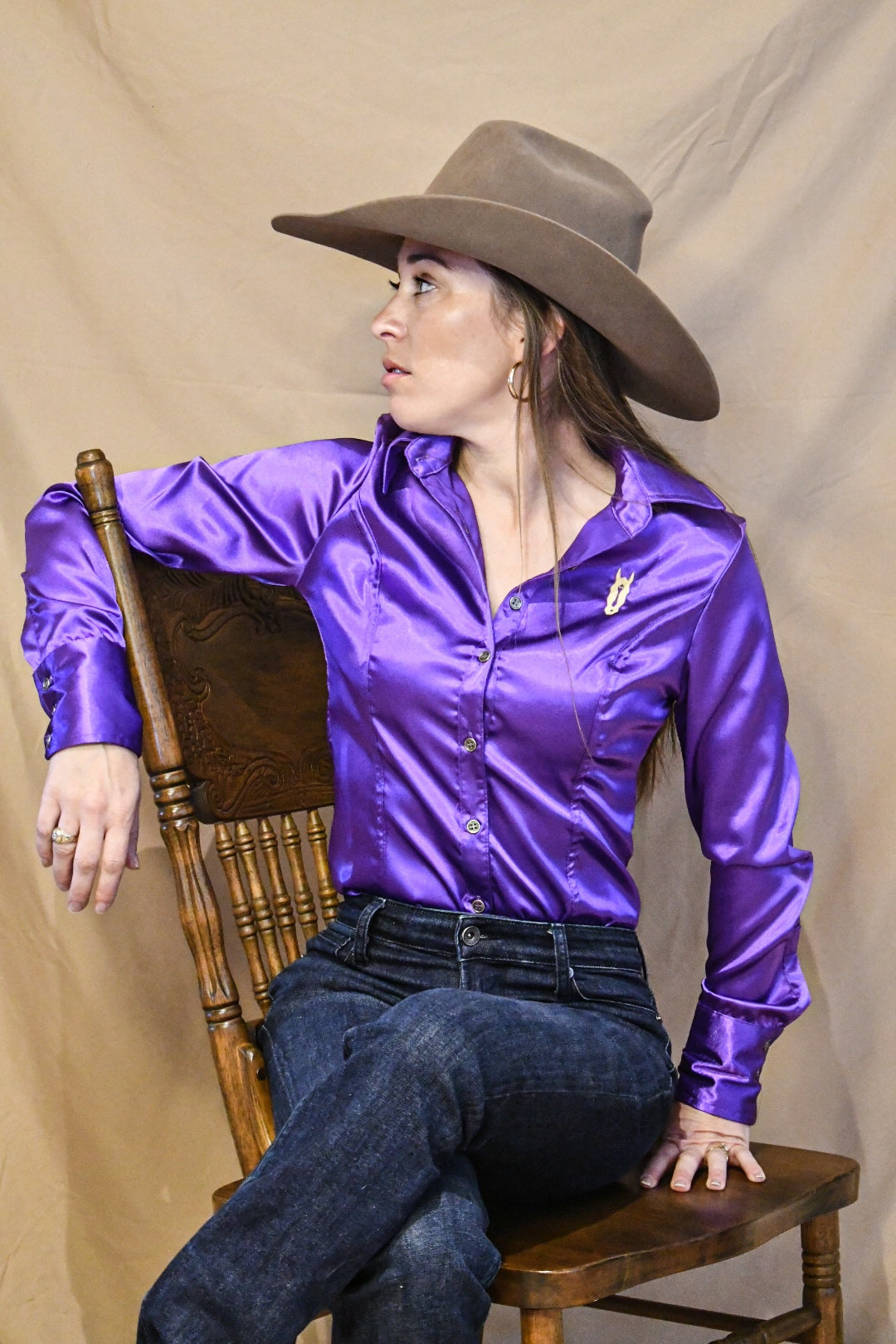 Purple Rain Satin Button Up