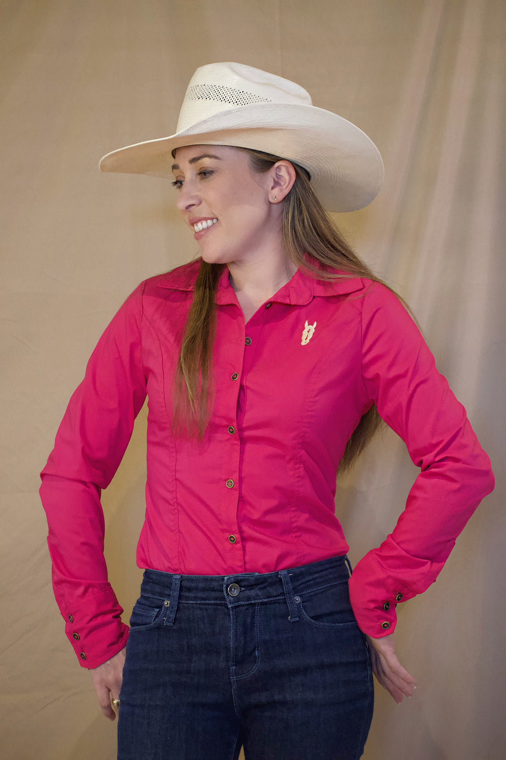 Fuchsia Women's Button Up Shirt