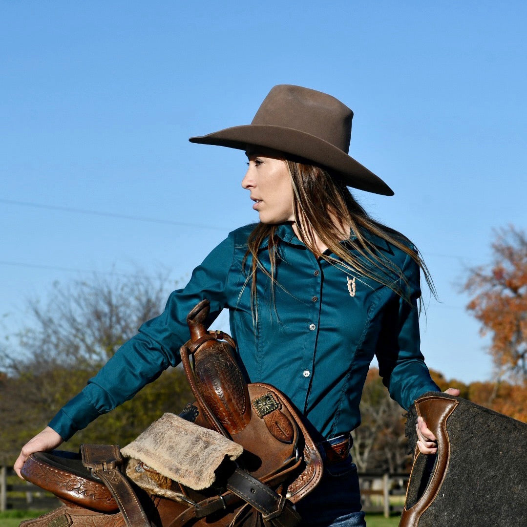 Deep Teal Women's Button Up Shirt