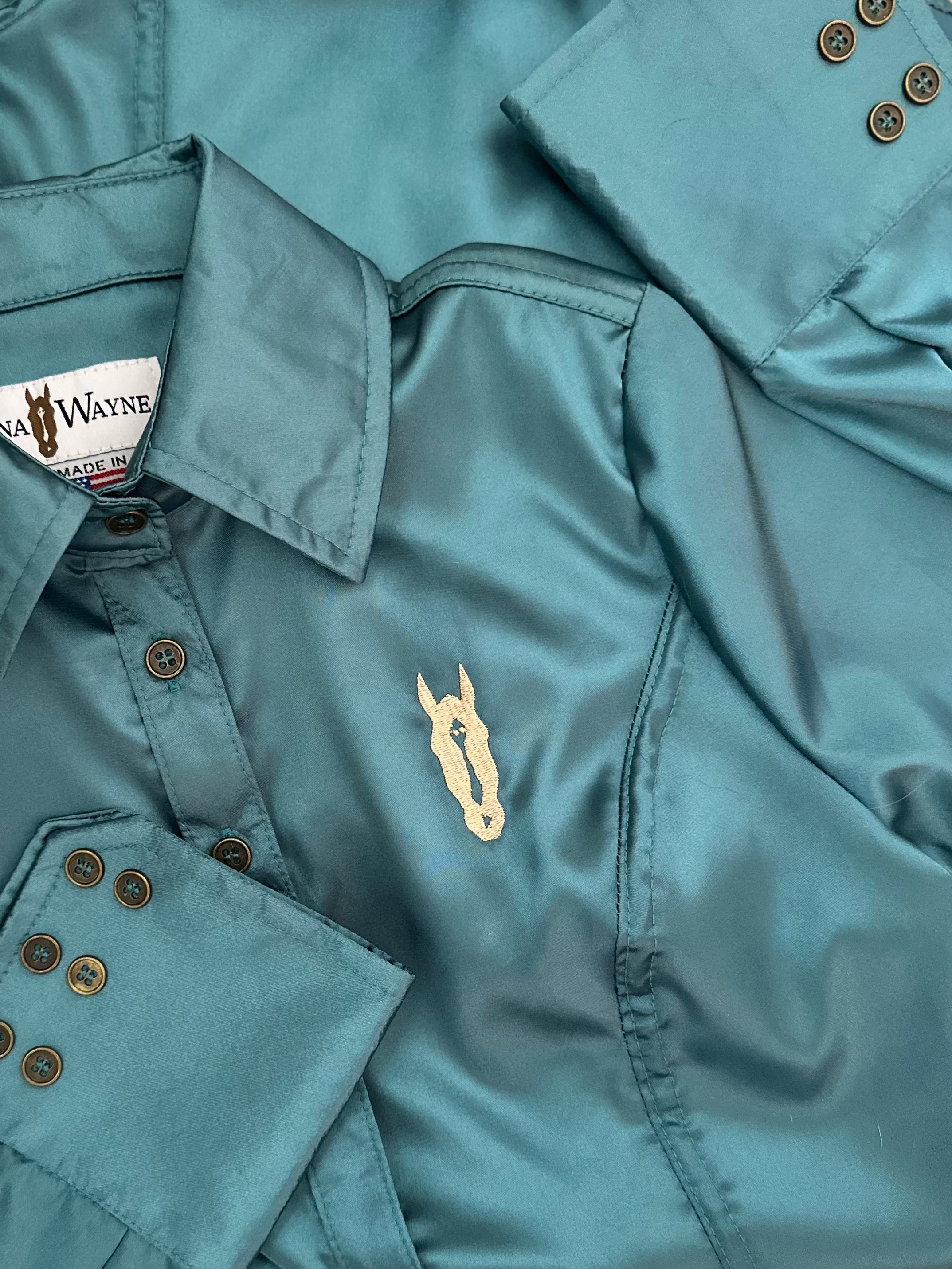 Charmeuse Satin Button-Up Shirt - Coastal