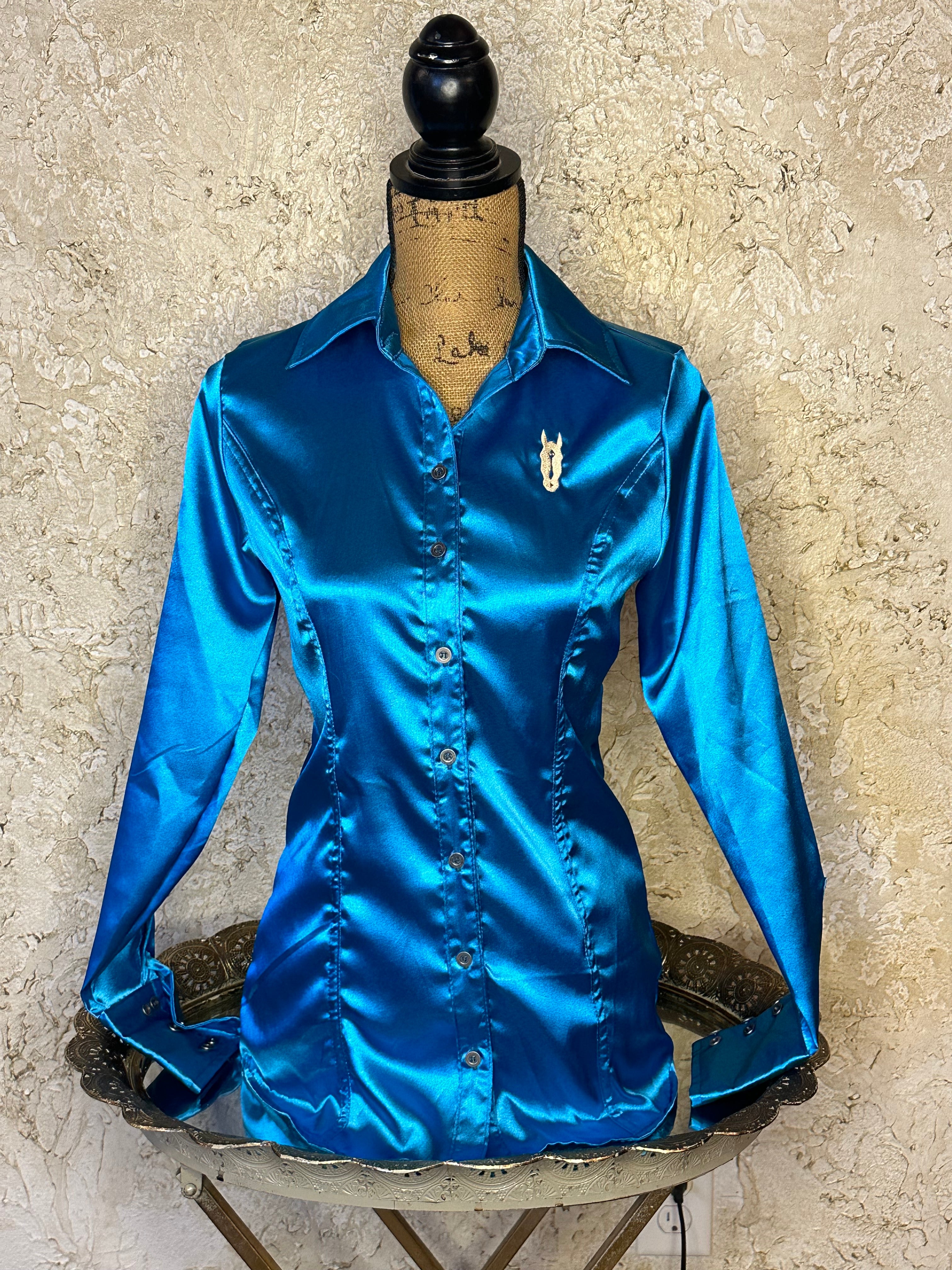 Zuni Blue Satin Button Up