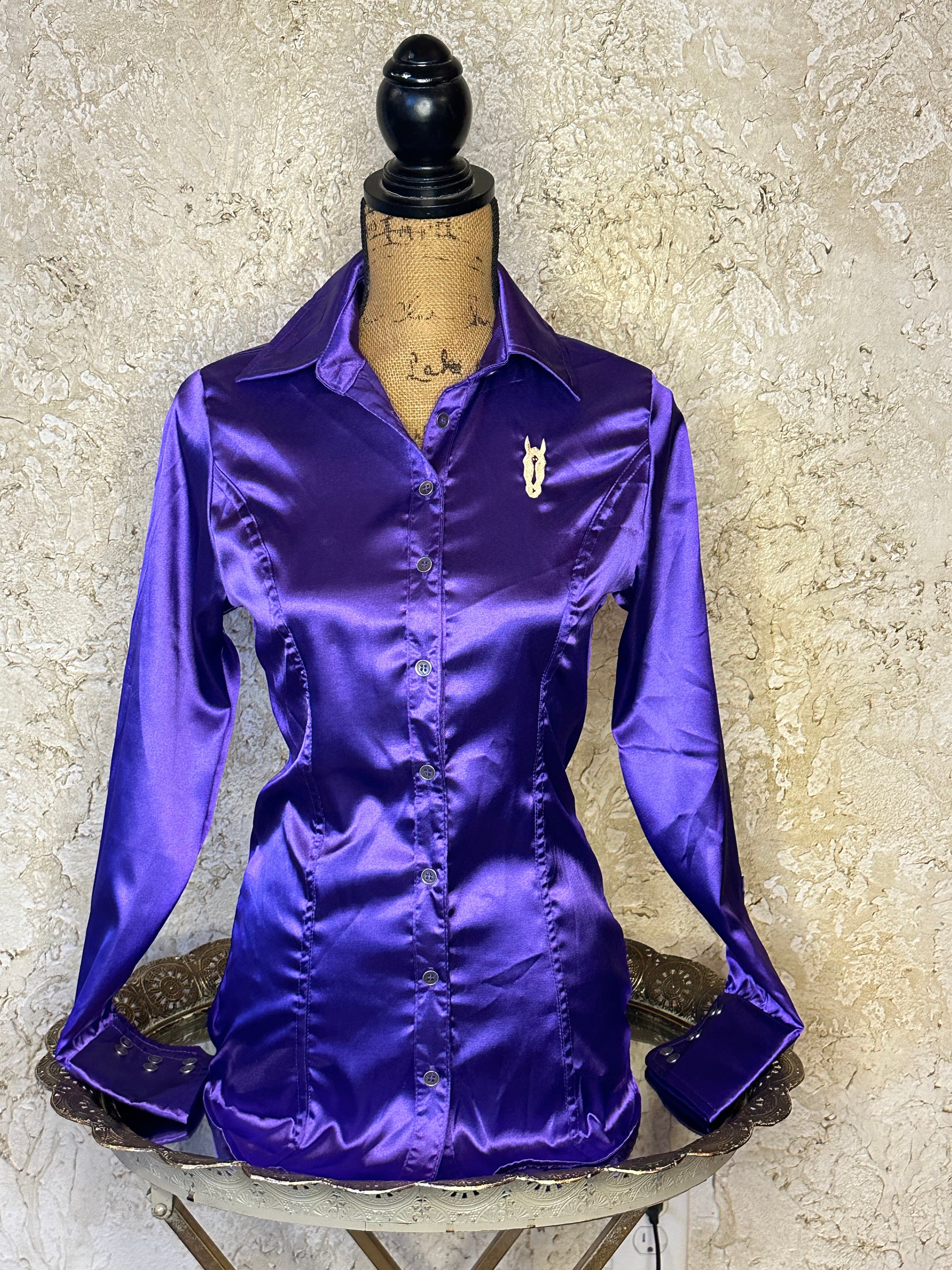 Purple Rain Satin Button Up