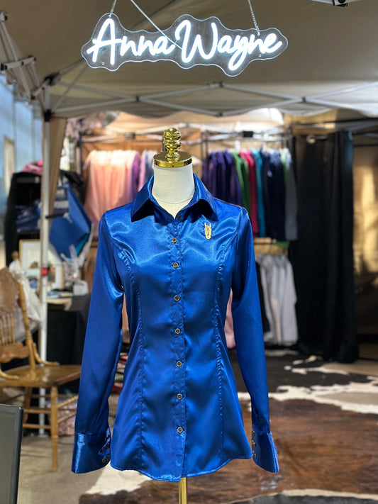 Sapphire Satin Button Up