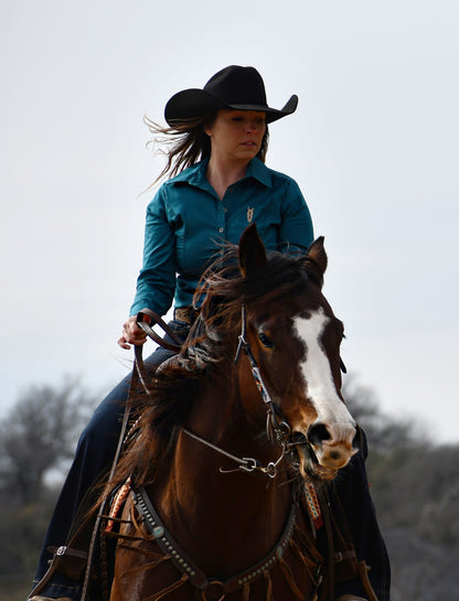 Deep Teal Women's Button Up Shirt