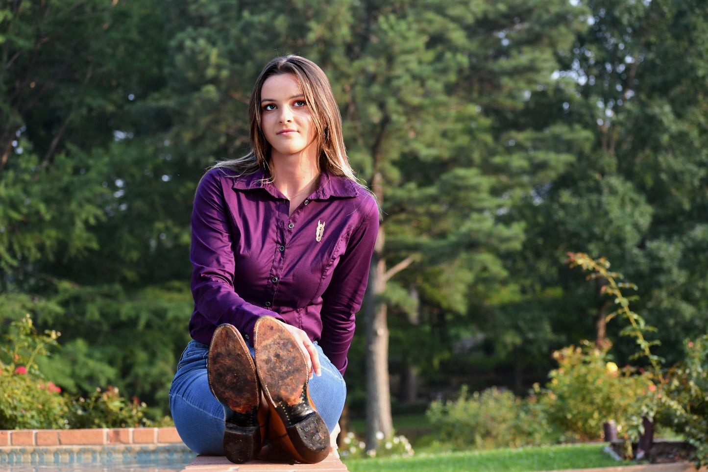 Eggplant Purple Women's Button Up Shirt