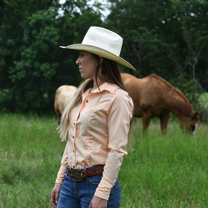 Summer Sale - Peach Bellini Women's Button Up Shirt