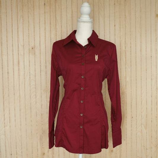 Carmine Red Women's Button Up Shirt