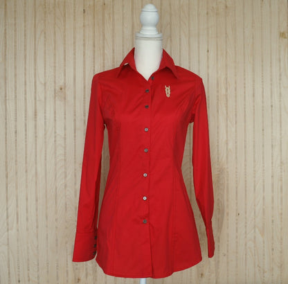 Poppy Red Women's Button Up Shirt