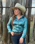Whole Sale Charmeuse Satin Button-Up Shirt - Coastal